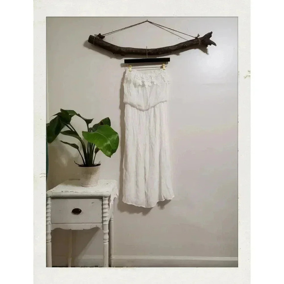 ✨BOGO FREE✨ Floral White Tube Strapless Flowy Jumper Wide Leg Pants Beach Jumper - Picture 1 of 1